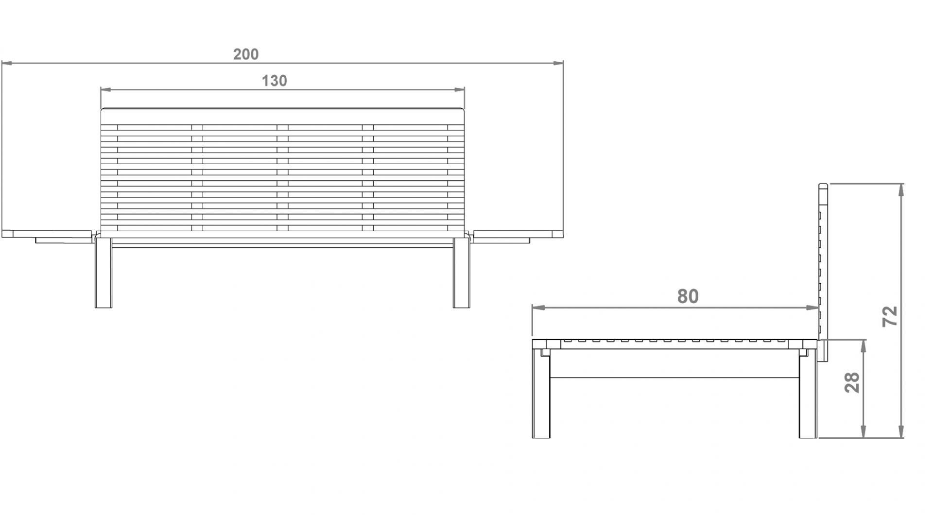 Noga divan sofa - dimensions